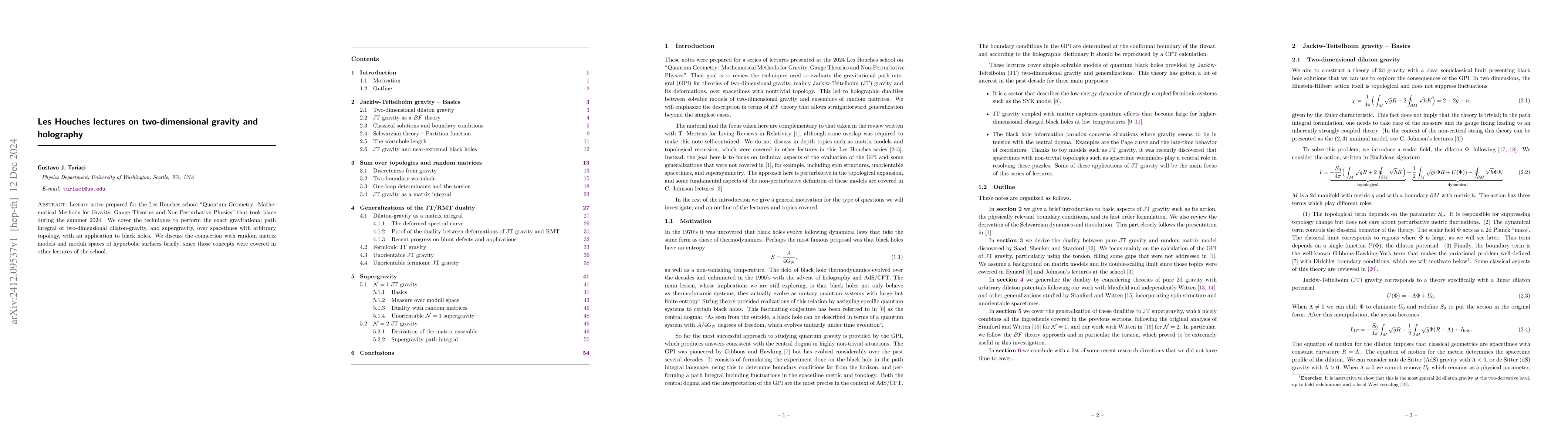 Thumbnail for Les Houches lectures on two-dimensional gravity and holography