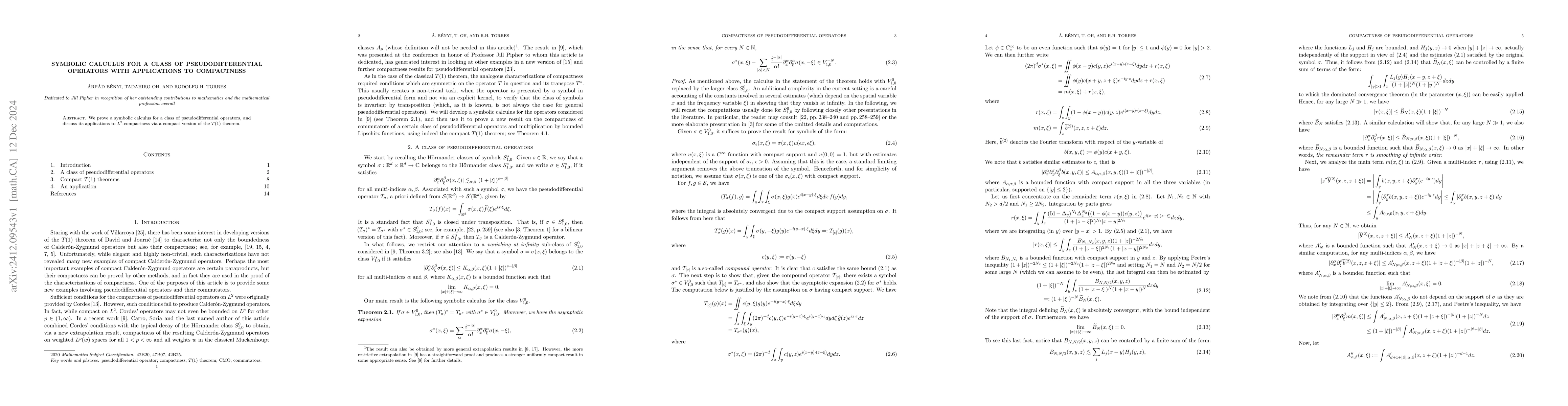 Thumbnail for Symbolic calculus for a class of pseudodifferential operators with
  applications to compactness