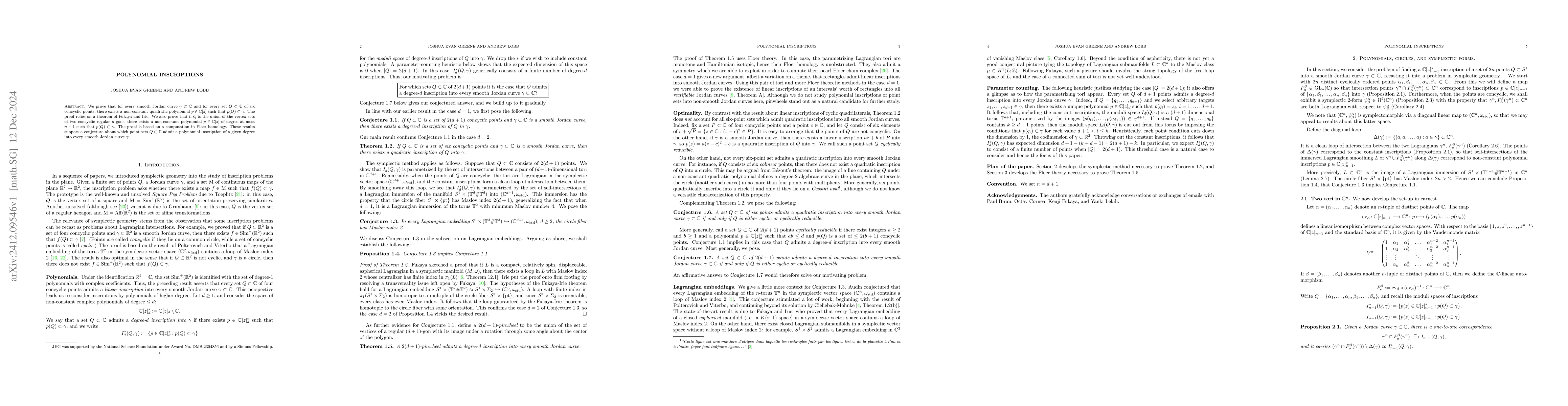 Thumbnail for Polynomial Inscriptions