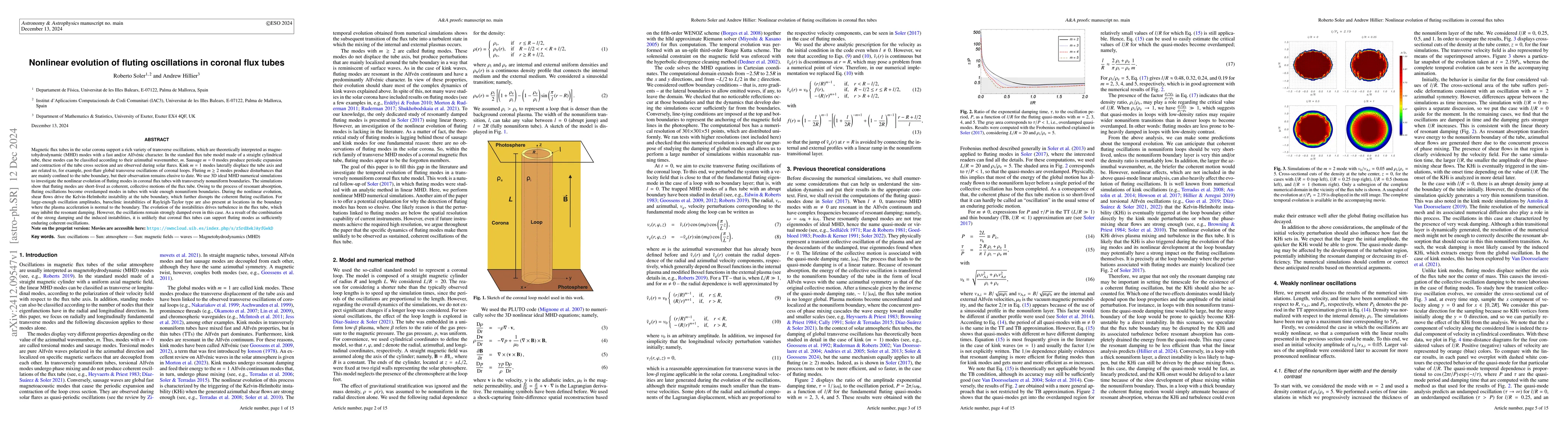 Thumbnail for Nonlinear evolution of fluting oscillations in coronal flux tubes