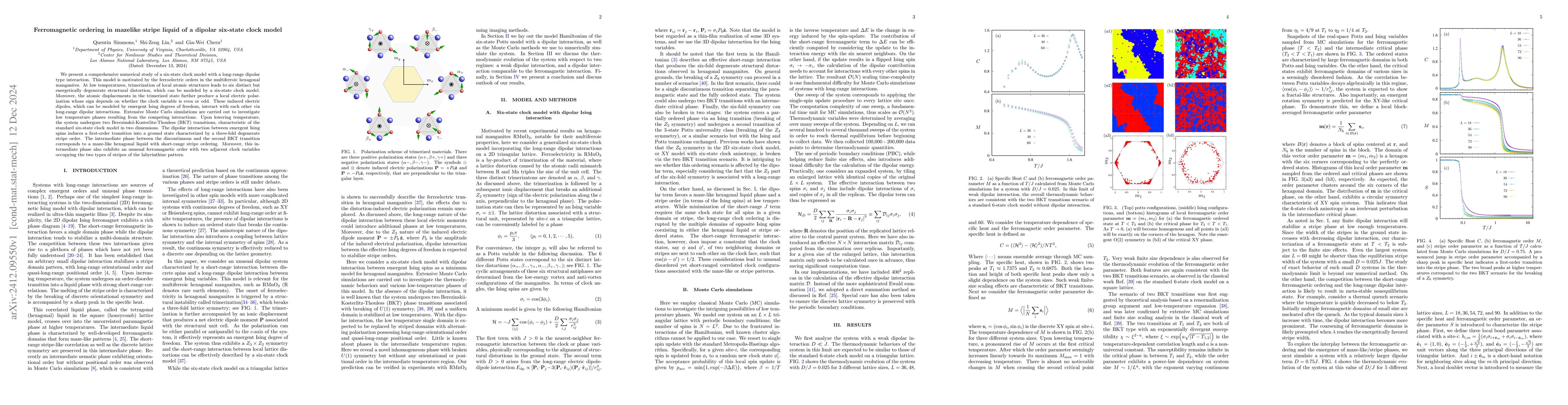Thumbnail for Ferromagnetic ordering in mazelike stripe liquid of a dipolar six-state
  clock model