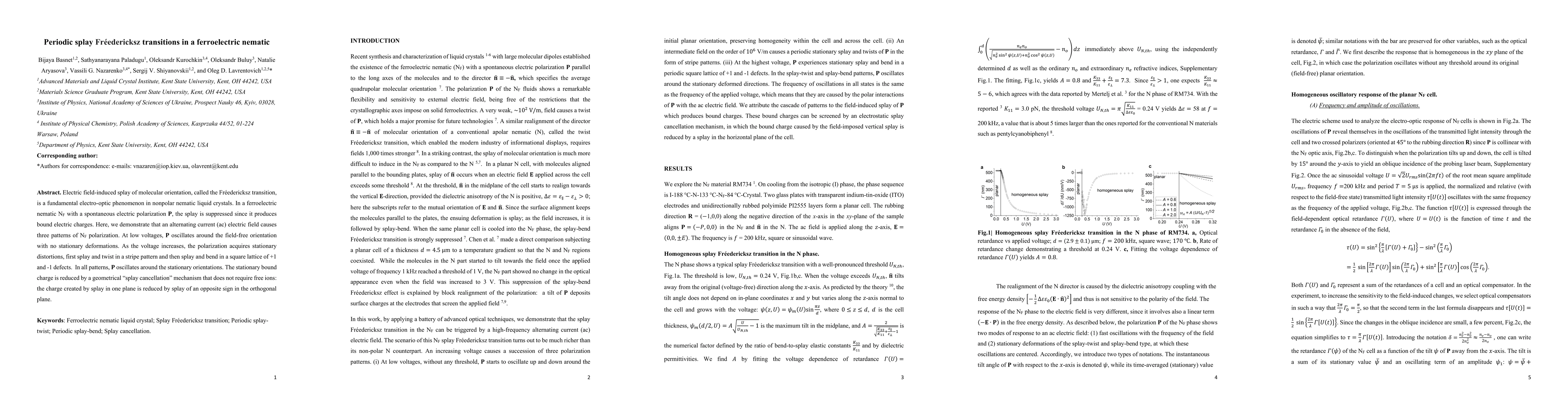 Thumbnail for Periodic splay Fréedericksz transitions in a ferroelectric nematic