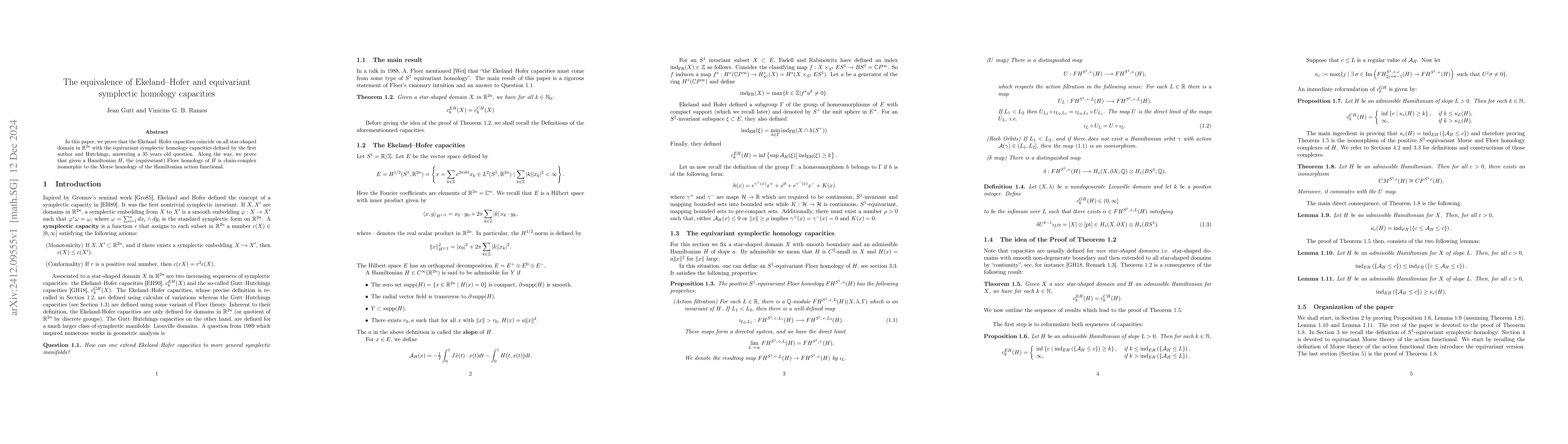 Thumbnail for The equivalence of Ekeland-Hofer and equivariant symplectic homology
  capacities