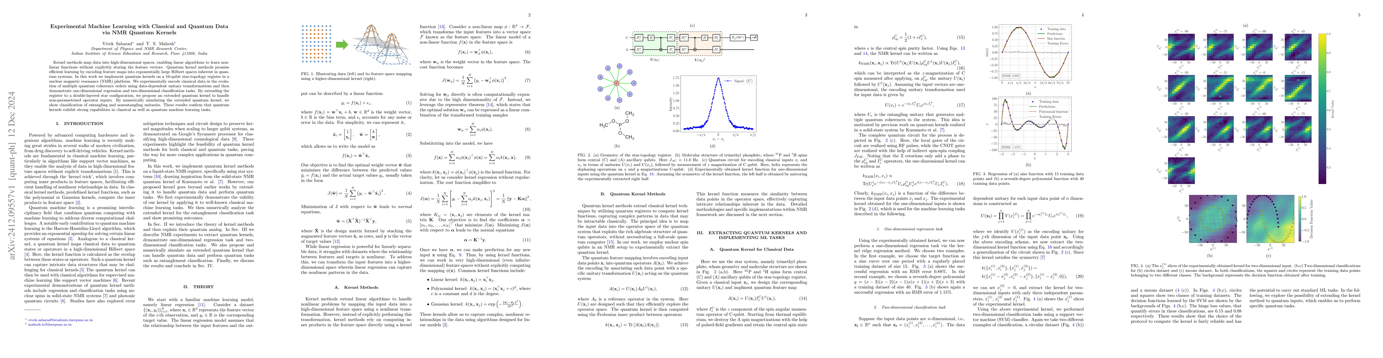 Thumbnail for Experimental Machine Learning with Classical and Quantum Data via NMR
  Quantum Kernels