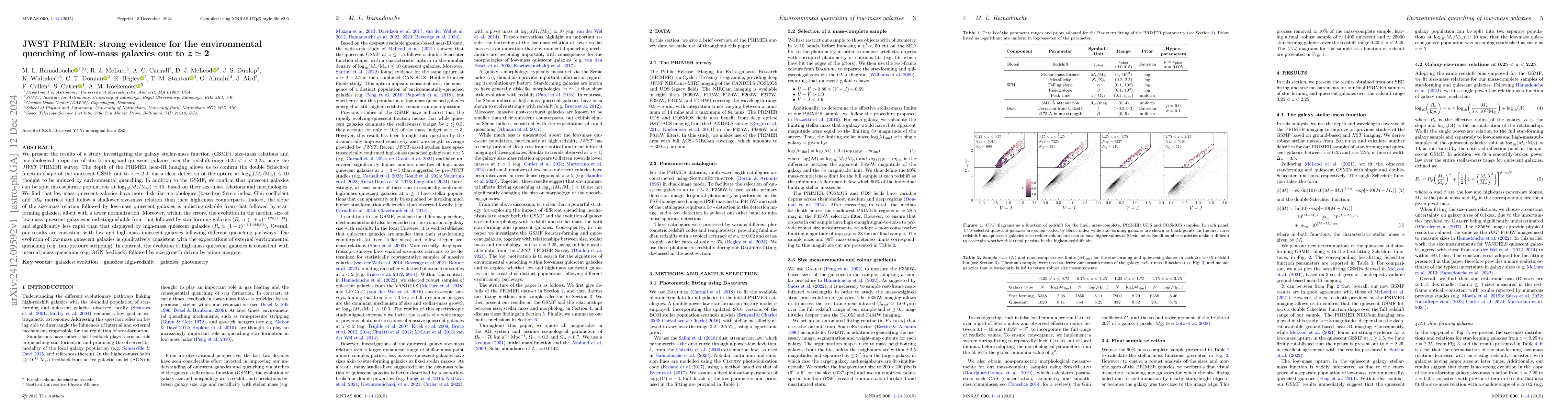 Thumbnail for JWST PRIMER: strong evidence for the environmental quenching of low-mass
  galaxies out to $\mathbf{\textit{z} \simeq 2}$