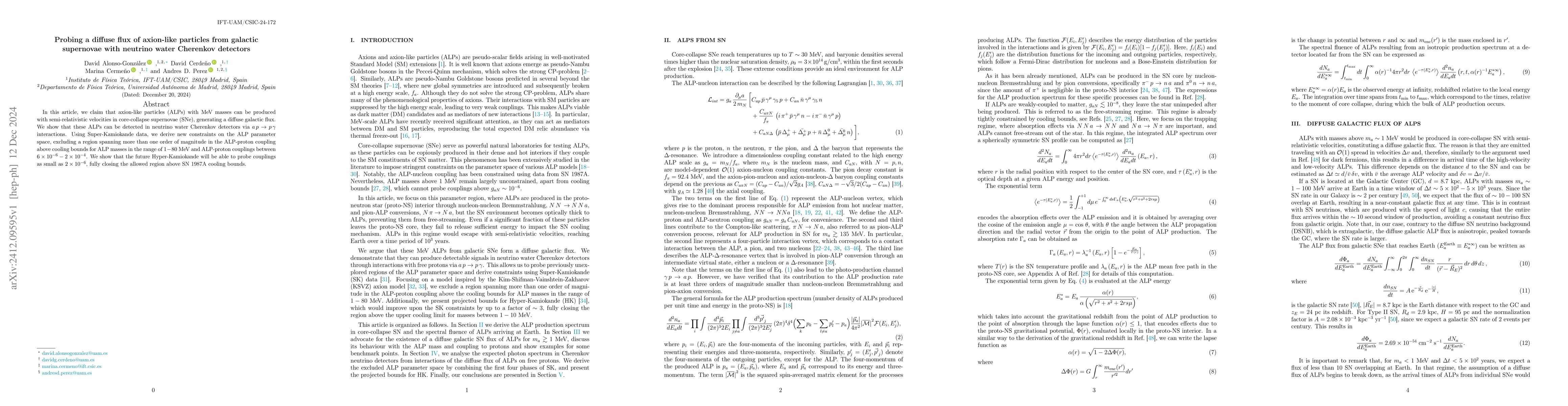 Thumbnail for Probing a diffuse flux of axion-like particles from galactic supernovae
  with neutrino water Cherenkov detectors