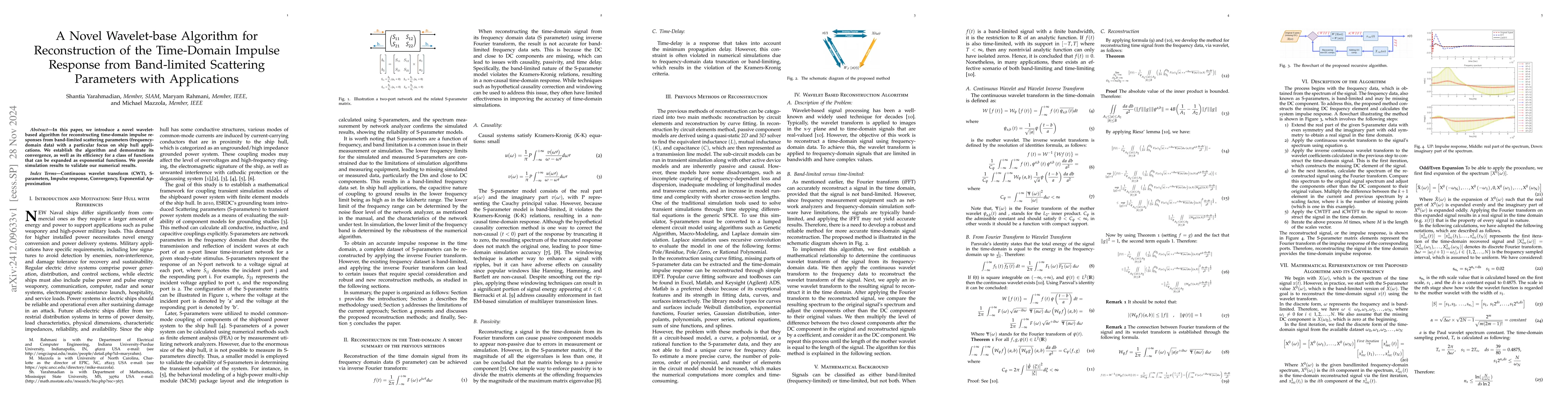 Thumbnail for A Novel Wavelet-base Algorithm for Reconstruction of the Time-Domain
  Impulse Response from Band-limited Scattering Parameters with Applications