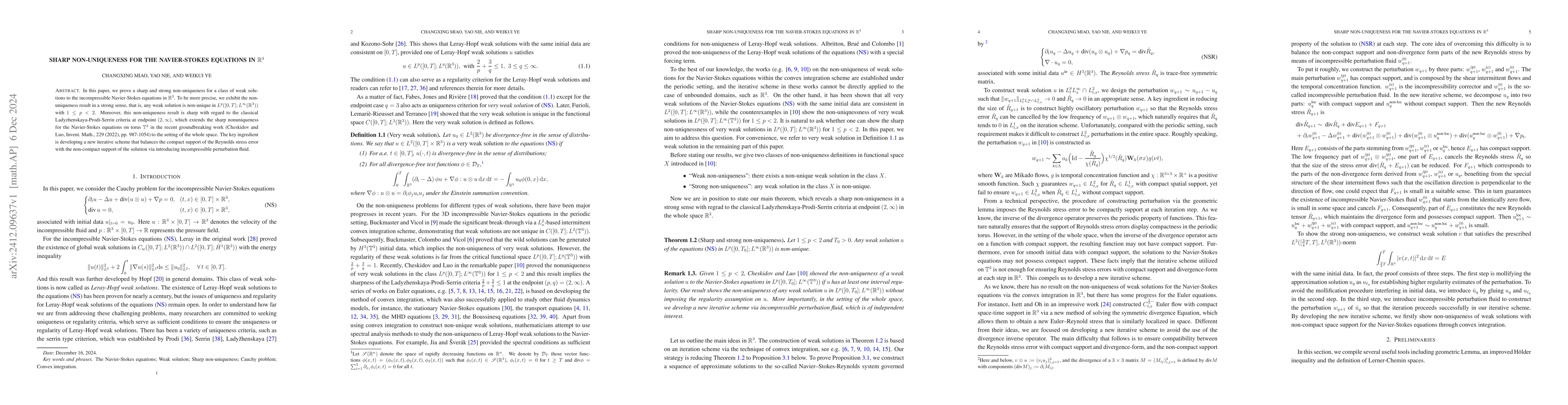 Thumbnail for Sharp non-uniqueness for the Navier-Stokes equations in R^3