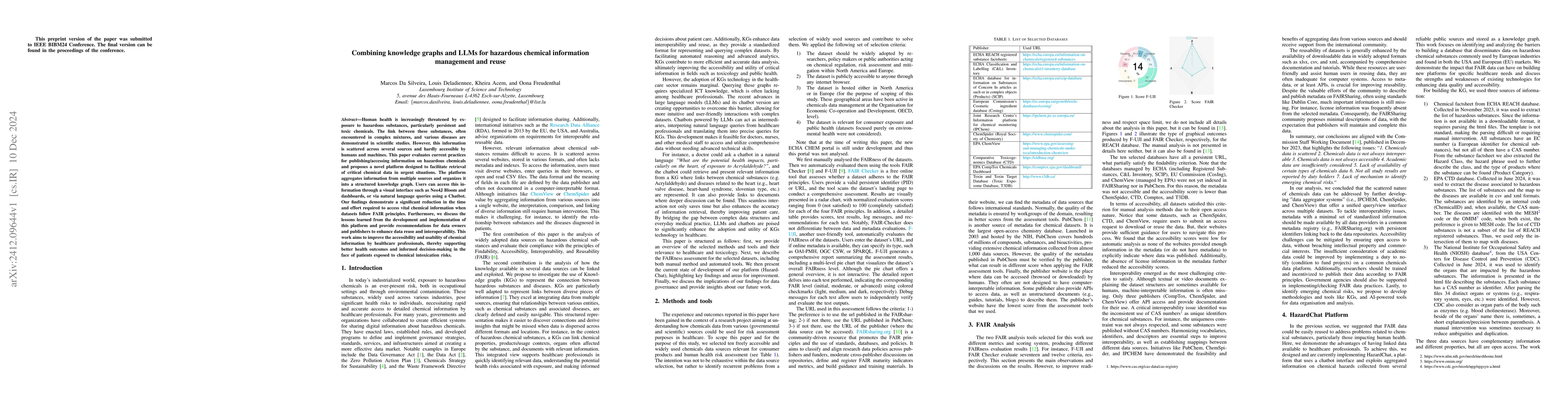 Thumbnail for Combining knowledge graphs and LLMs for hazardous chemical information
  management and reuse