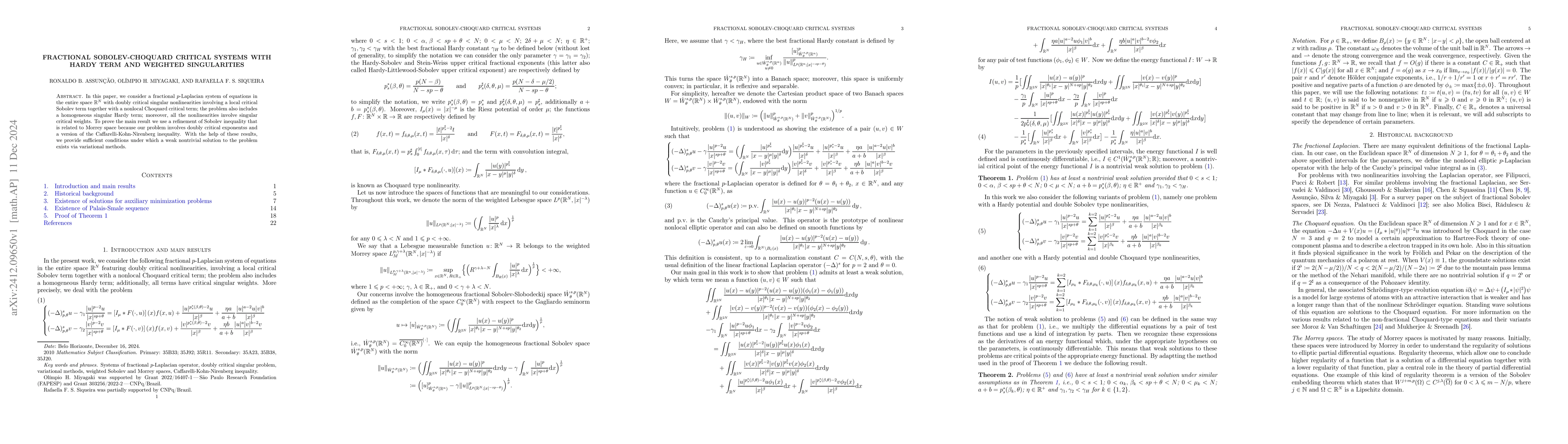 Thumbnail for Fractional Sobolev-Choquard critical systems with Hardy term and
  weighted singularities