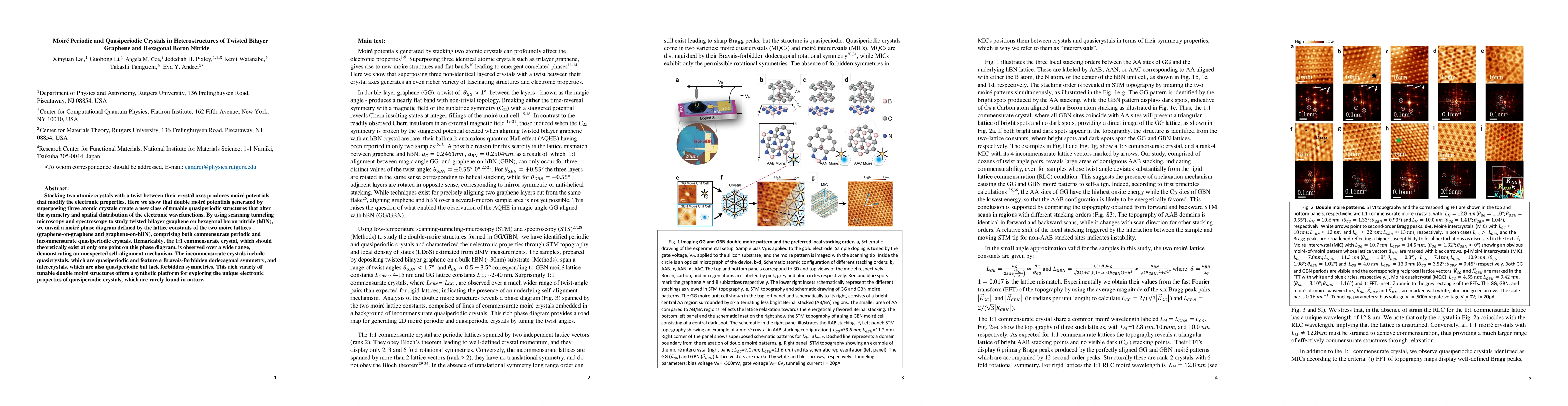 Thumbnail for Moiré Periodic and Quasiperiodic Crystals in Heterostructures of
  Twisted Bilayer Graphene and Hexagonal Boron Nitride