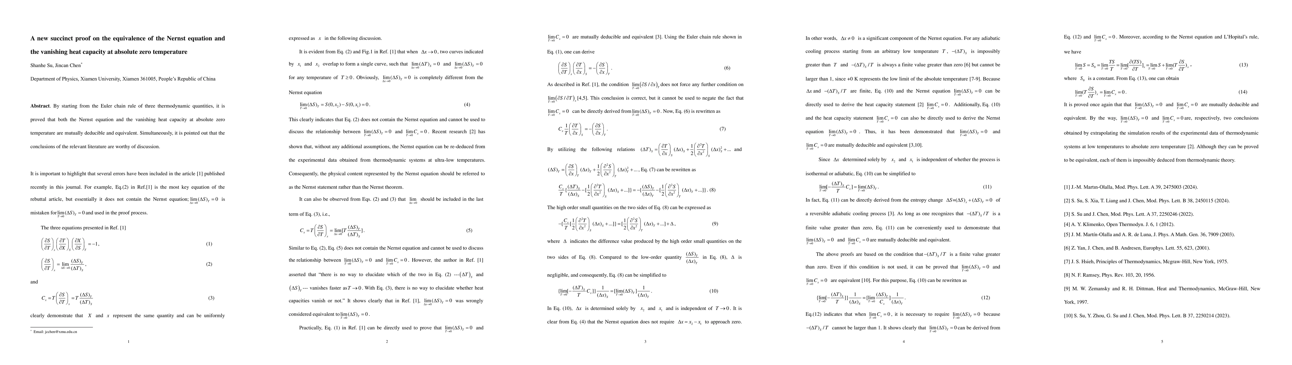 Thumbnail for A new succinct proof on the equivalence of the Nernst equation and the
  vanishing heat capacity at absolute zero temperature
