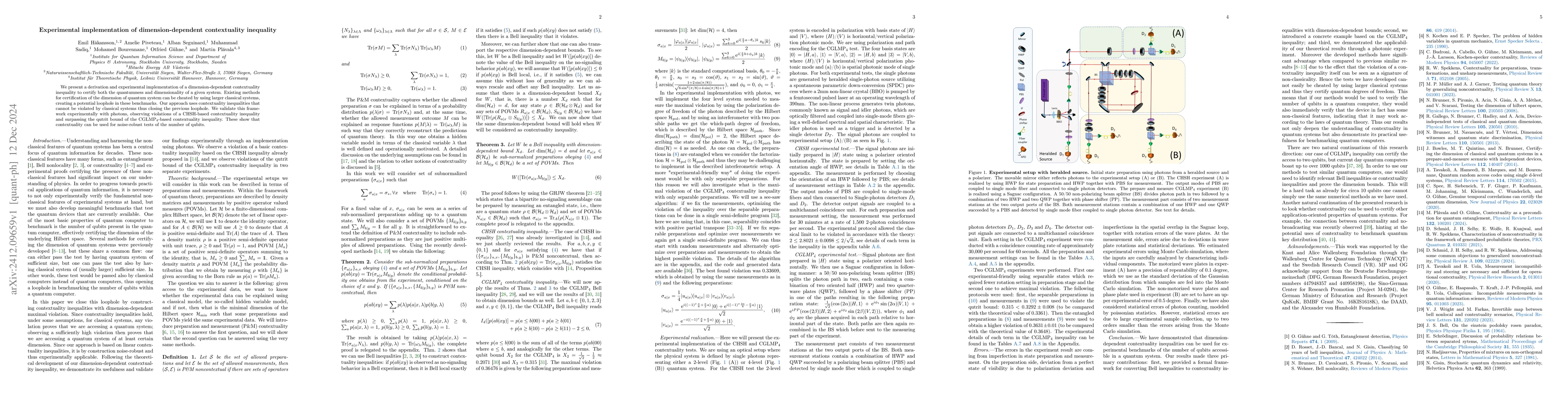 Thumbnail for Experimental implementation of dimension-dependent contextuality
  inequality