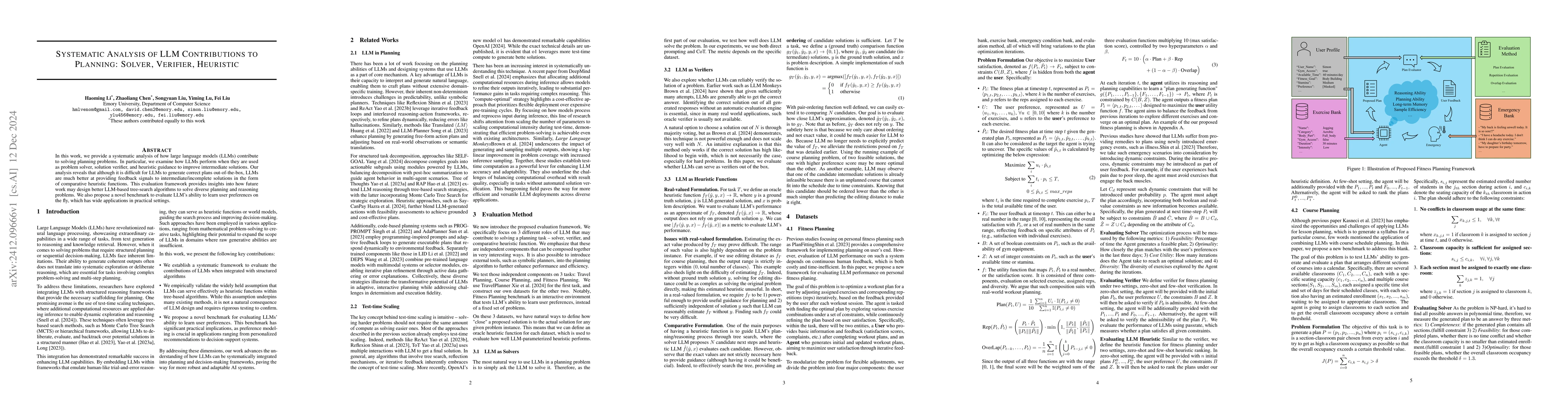 Thumbnail for Systematic Analysis of LLM Contributions to Planning: Solver, Verifier,
  Heuristic