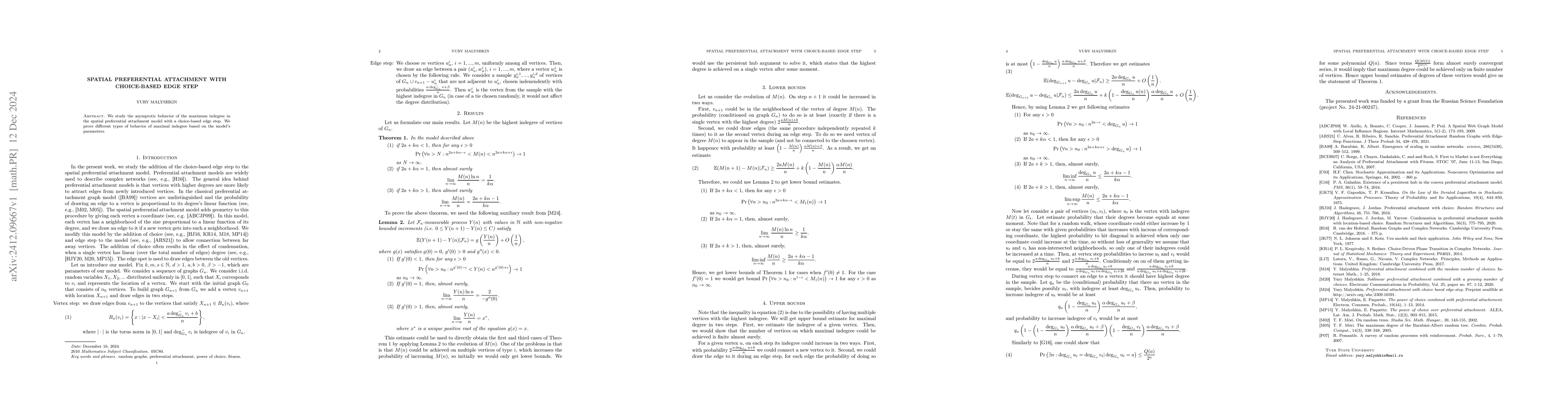 Thumbnail for Spatial preferential attachment with choice-based edge step