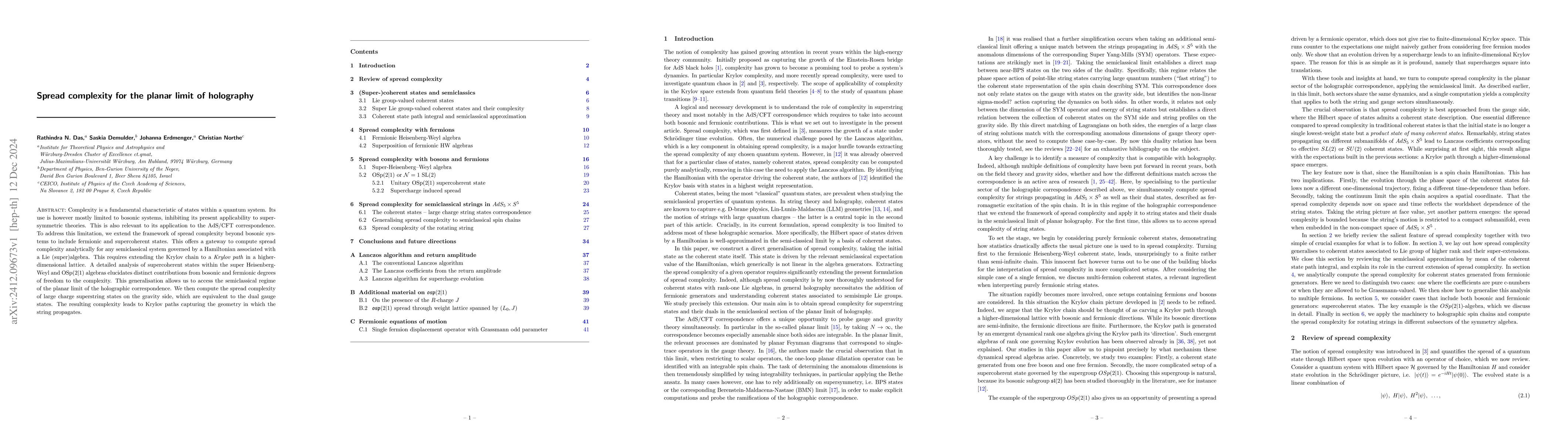 Thumbnail for Spread complexity for the planar limit of holography