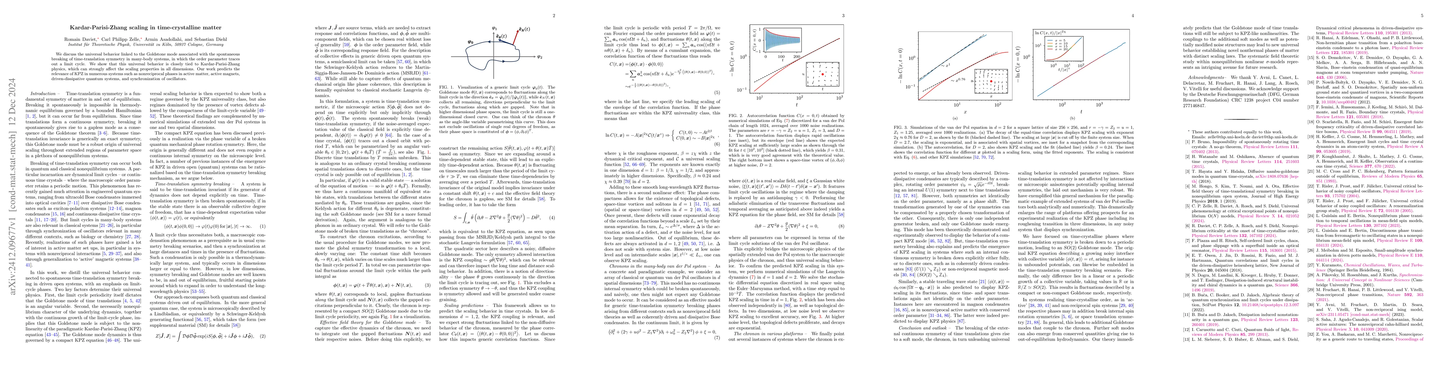 Thumbnail for Kardar-Parisi-Zhang scaling in time-crystalline matter
