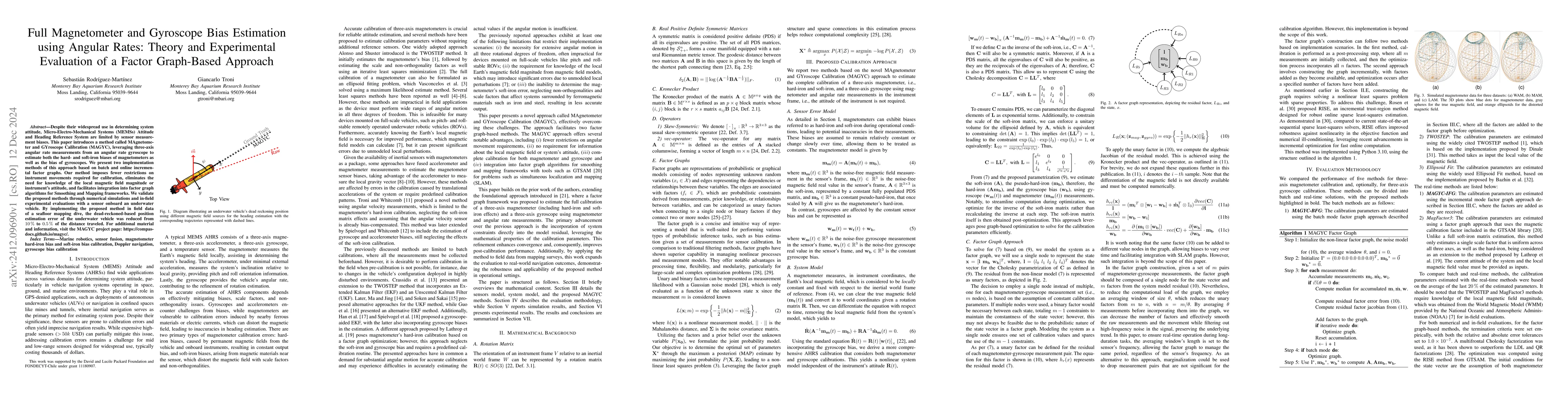 Thumbnail for Full Magnetometer and Gyroscope Bias Estimation using Angular Rates:
  Theory and Experimental Evaluation of a Factor Graph-Based Approach
