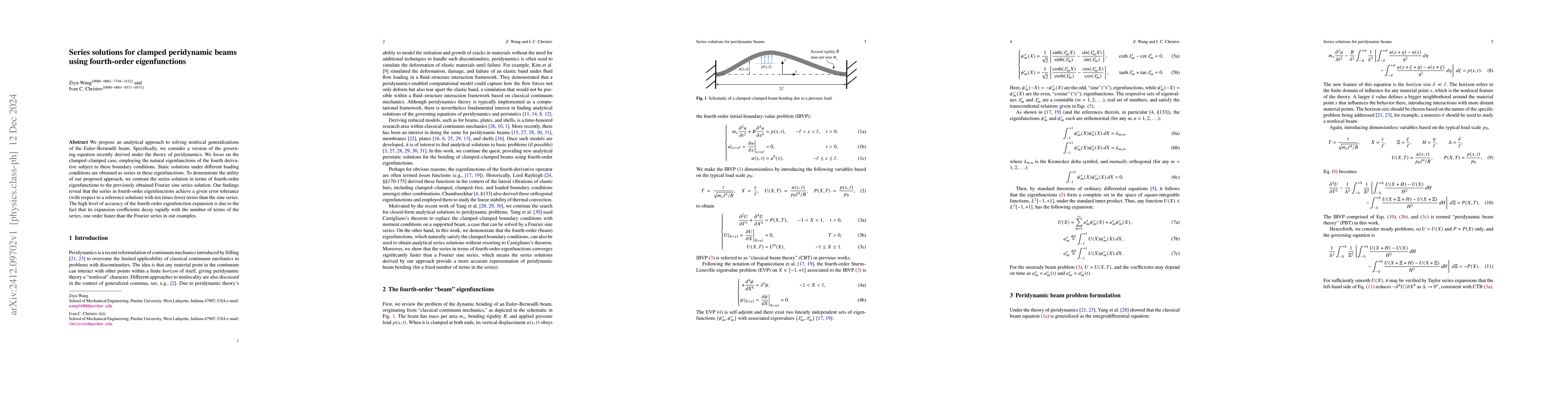 Thumbnail for Series solutions for clamped peridynamic beams using fourth-order
  eigenfunctions