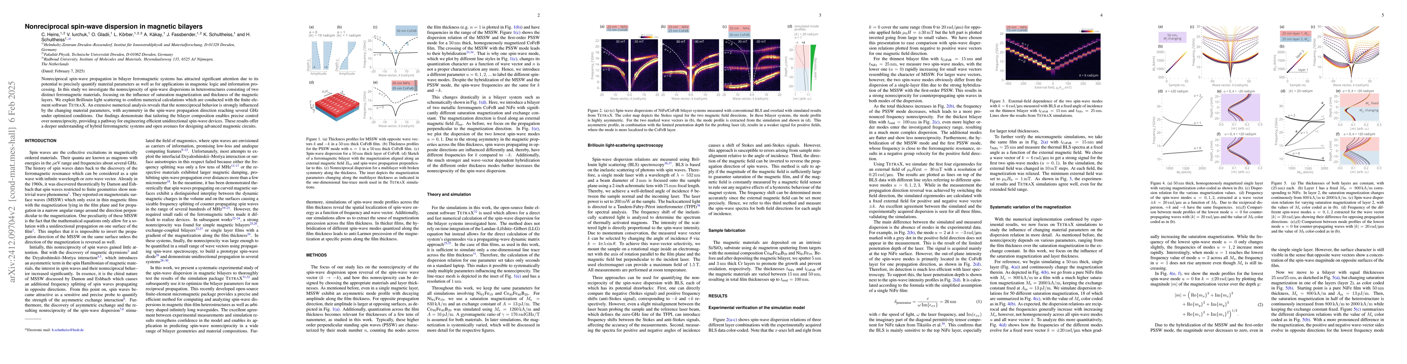 Thumbnail for Nonreciprocal spin-wave dispersion in magnetic bilayers