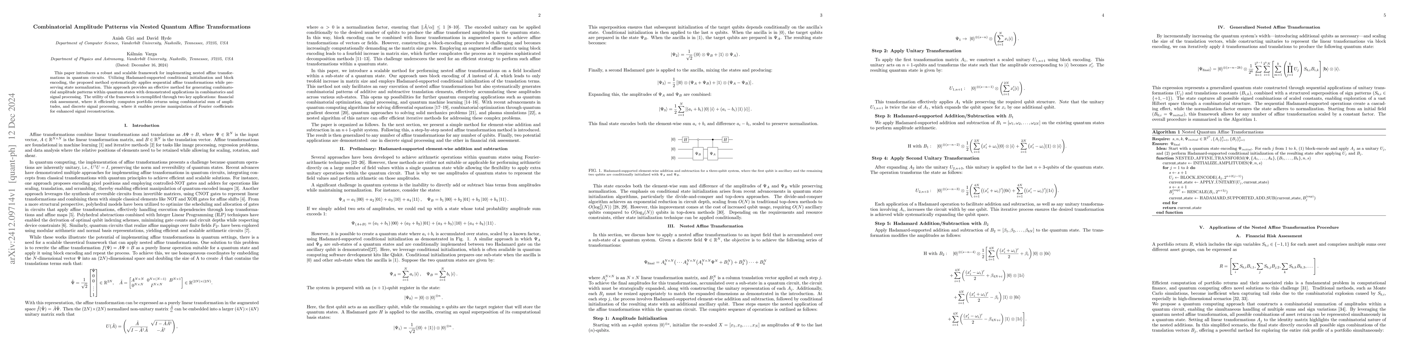 Thumbnail for Combinatorial Amplitude Patterns via Nested Quantum Affine
  Transformations