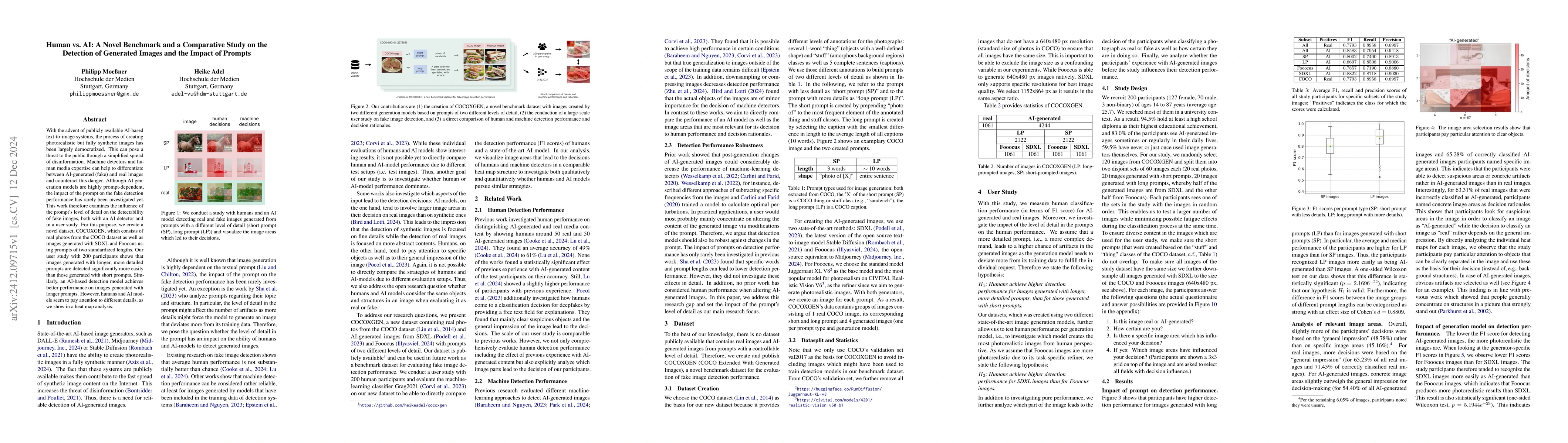 Thumbnail for Human vs. AI: A Novel Benchmark and a Comparative Study on the Detection
  of Generated Images and the Impact of Prompts
