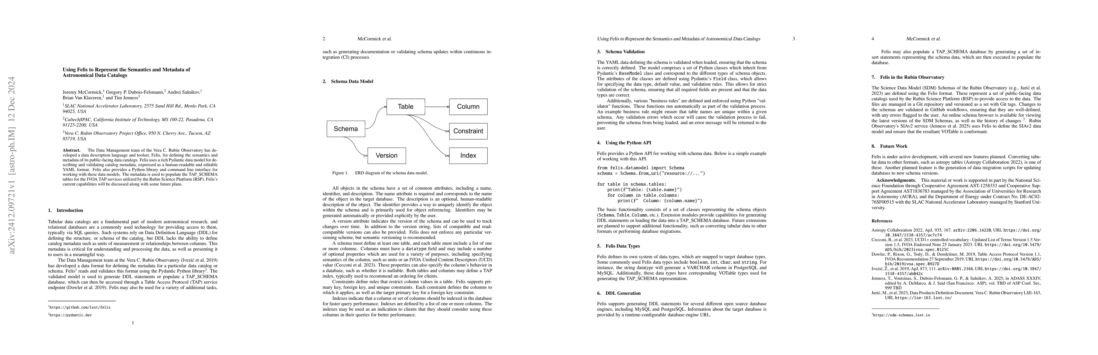 Thumbnail for Using Felis to Represent the Semantics and Metadata of Astronomical Data
  Catalogs