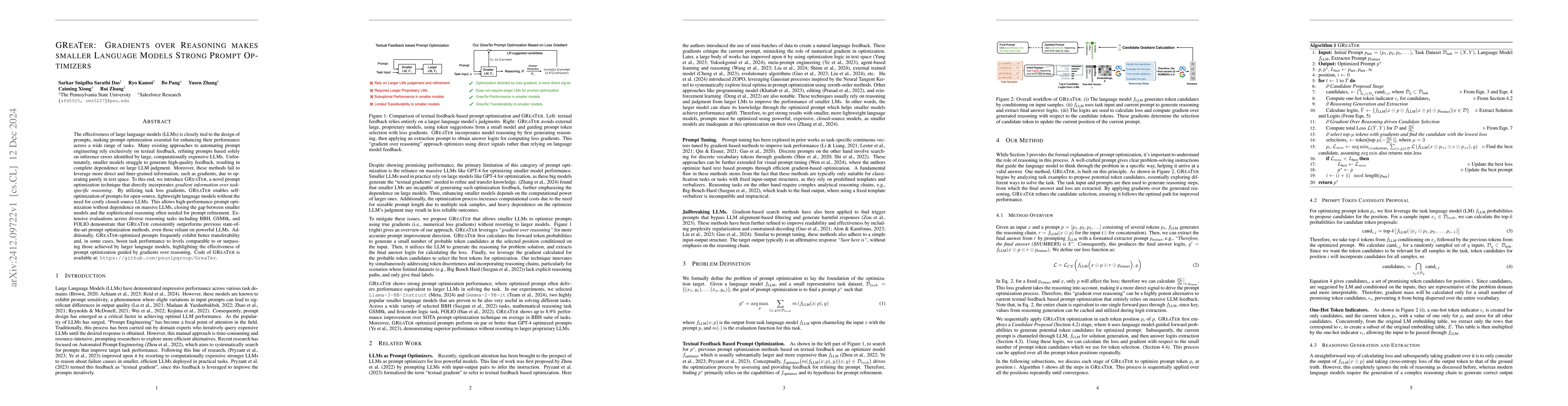 Thumbnail for GReaTer: Gradients over Reasoning Makes Smaller Language Models Strong
  Prompt Optimizers