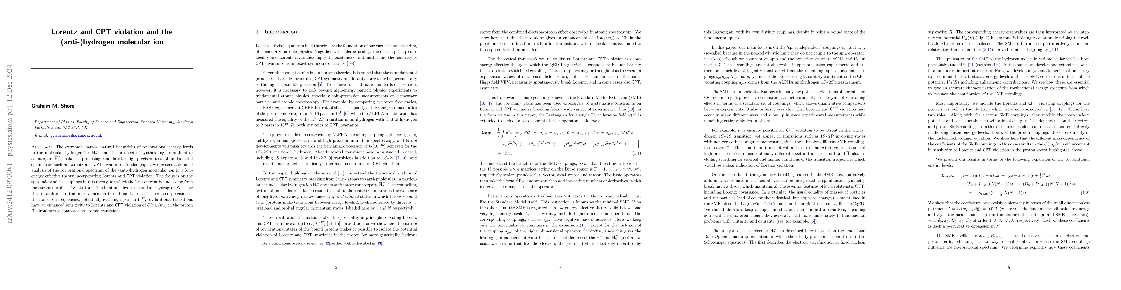 Thumbnail for Lorentz and CPT violation and the (anti-)hydrogen molecular ion