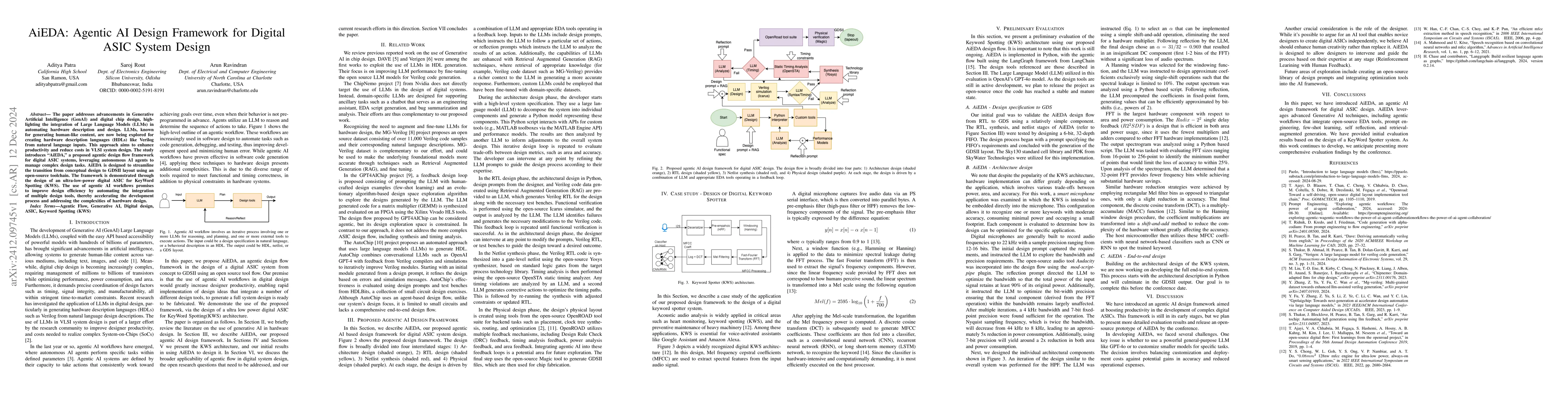 Thumbnail for AiEDA: Agentic AI Design Framework for Digital ASIC System Design