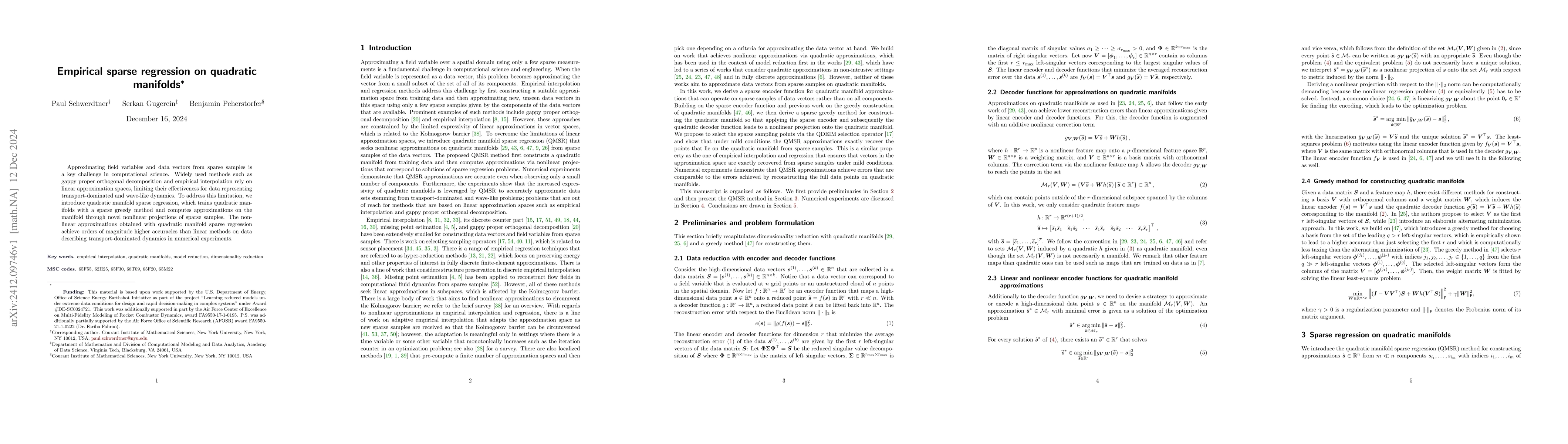 Thumbnail for Empirical sparse regression on quadratic manifolds