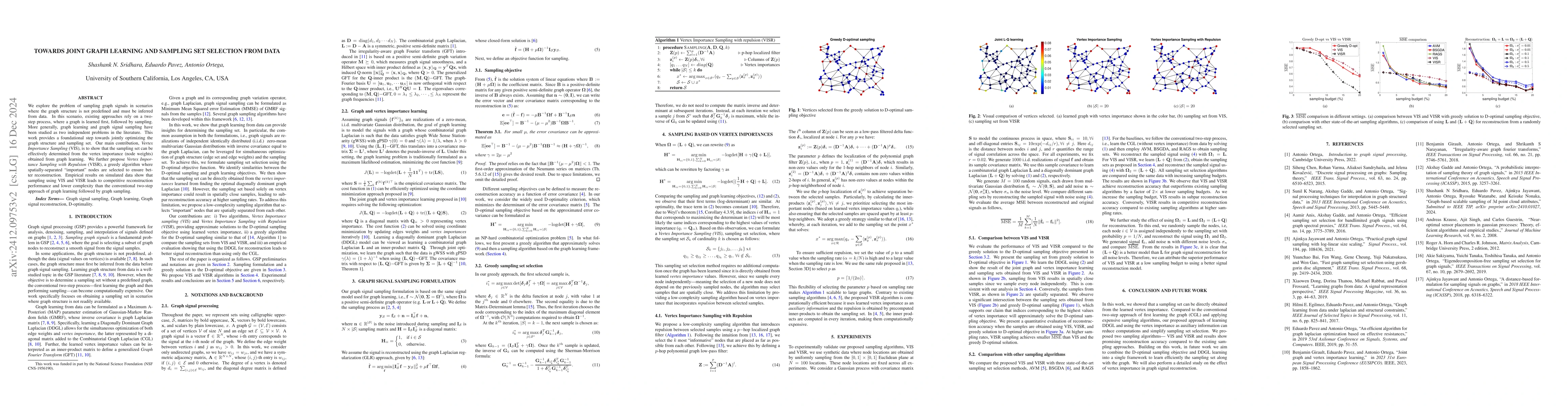 Thumbnail for Towards joint graph learning and sampling set selection from data