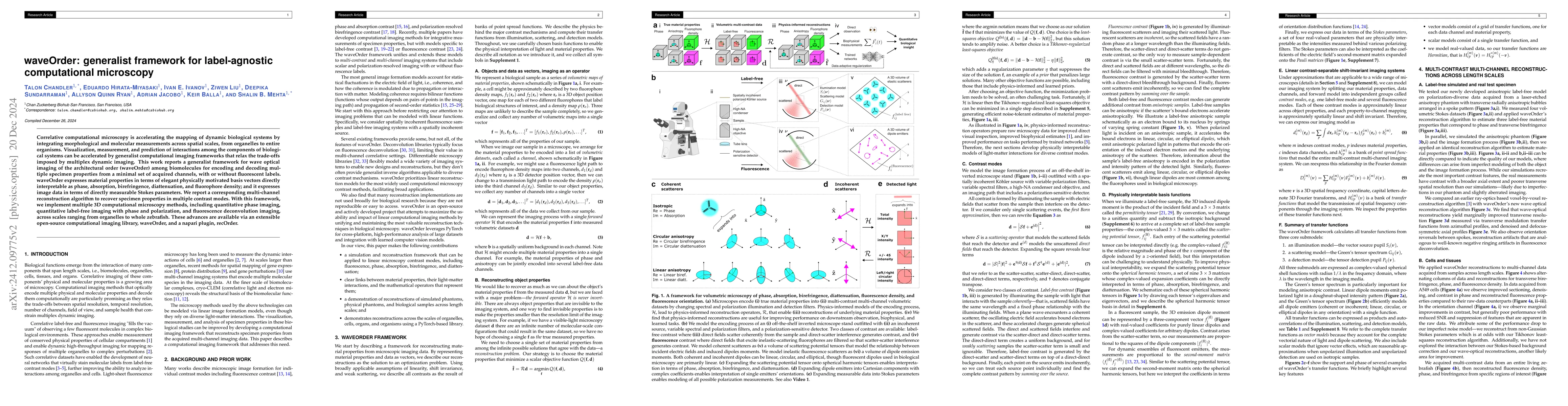 Thumbnail for waveOrder: generalist framework for label-agnostic computational
  microscopy