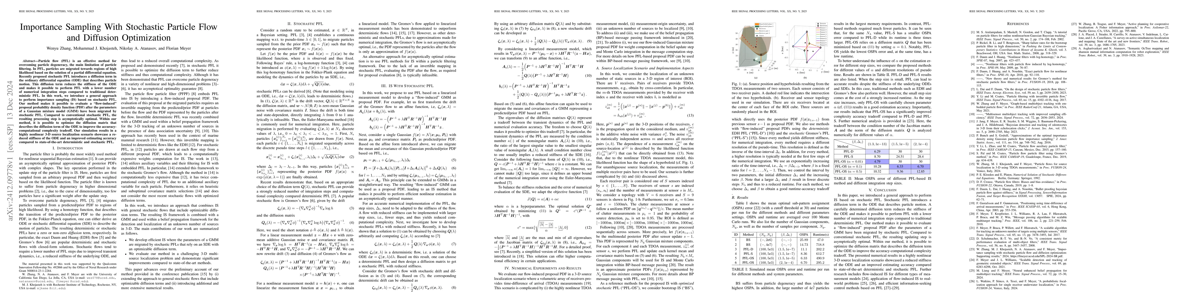 Thumbnail for Importance Sampling With Stochastic Particle Flow and Diffusion
  Optimization