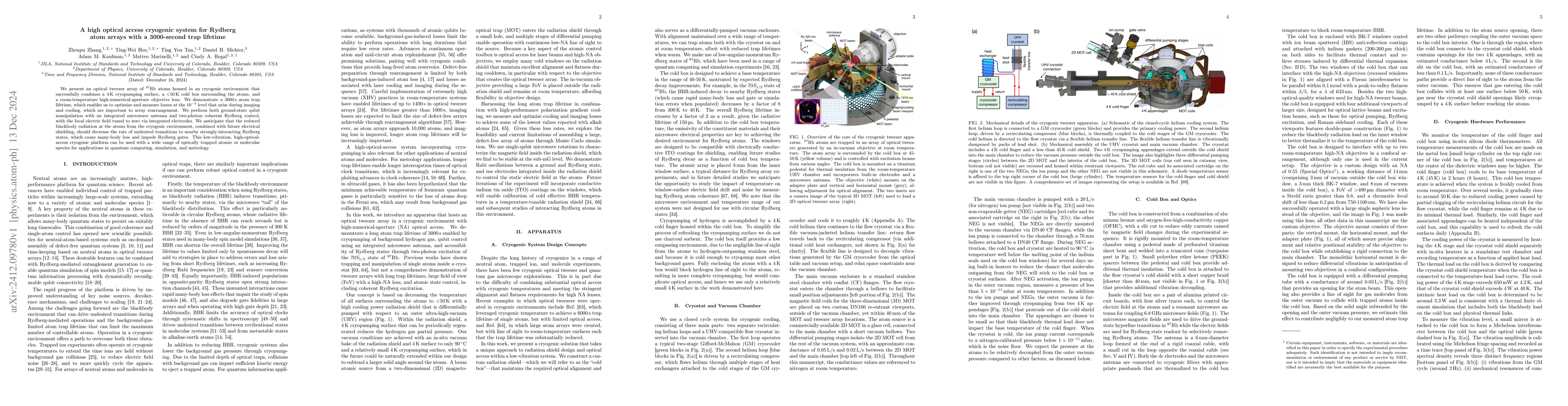 Thumbnail for A high optical access cryogenic system for Rydberg atom arrays with a
  3000-second trap lifetime
