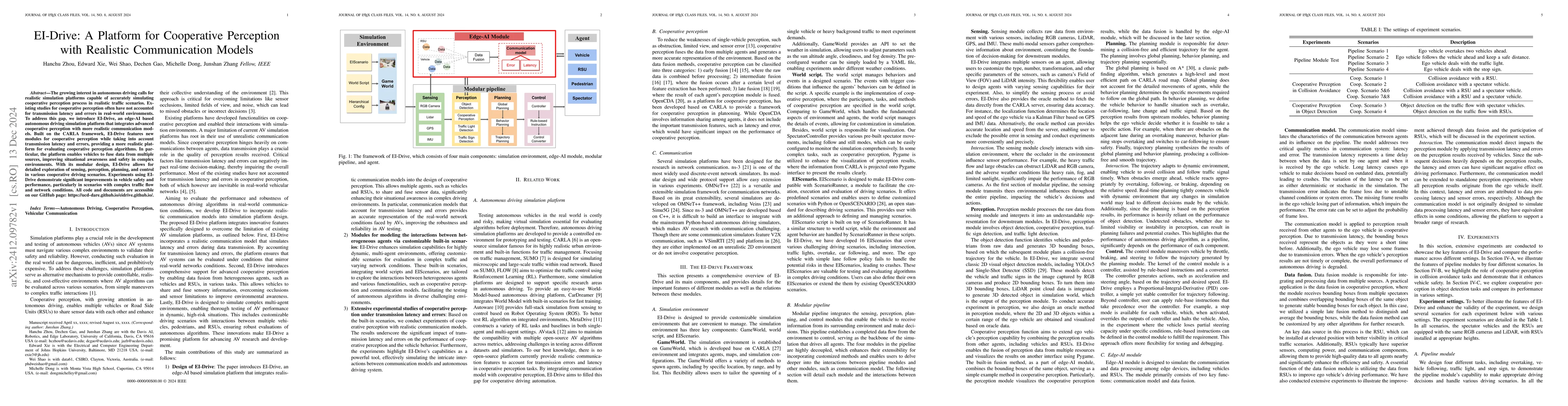 Thumbnail for EI-Drive: A Platform for Cooperative Perception with Realistic
  Communication Models
