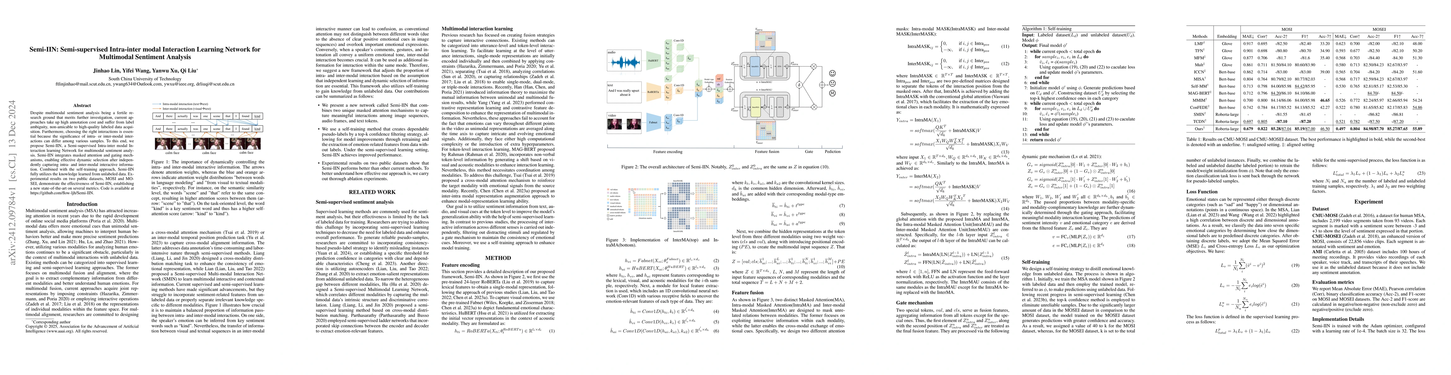 Thumbnail for Semi-IIN: Semi-supervised Intra-inter modal Interaction Learning Network
  for Multimodal Sentiment Analysis