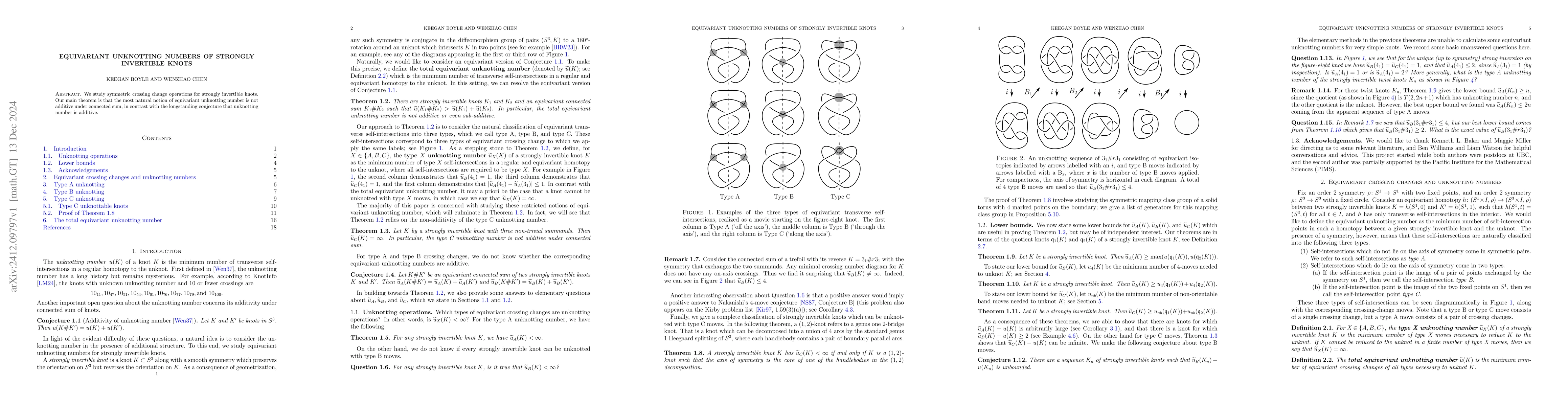 Thumbnail for Equivariant unknotting numbers of strongly invertible knots