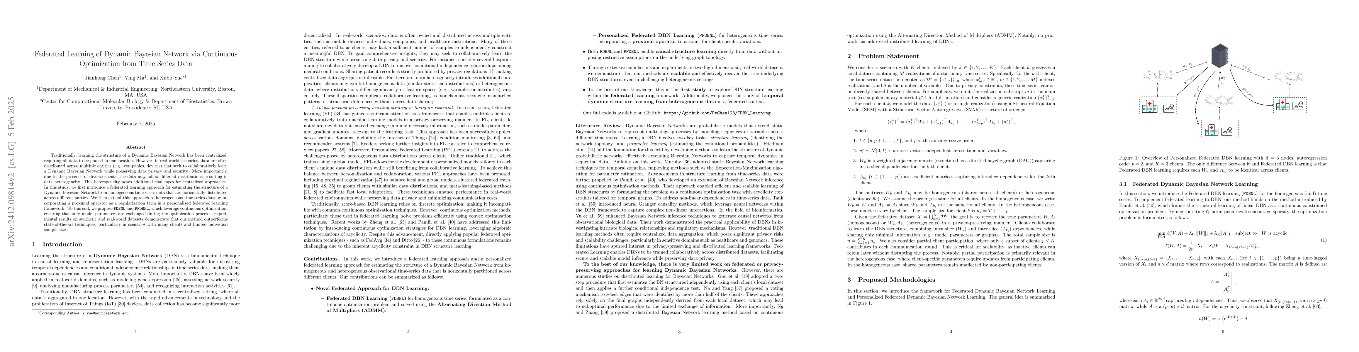 Thumbnail for Temporal Causal Discovery in Dynamic Bayesian Networks Using Federated
  Learning