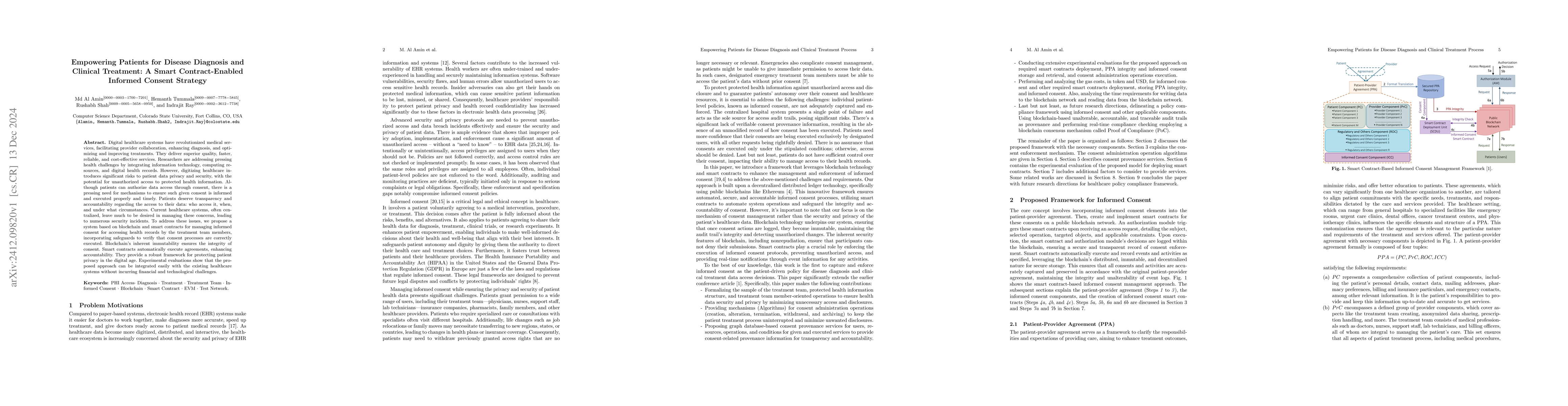 Thumbnail for Empowering Patients for Disease Diagnosis and Clinical Treatment: A
  Smart Contract-Enabled Informed Consent Strategy