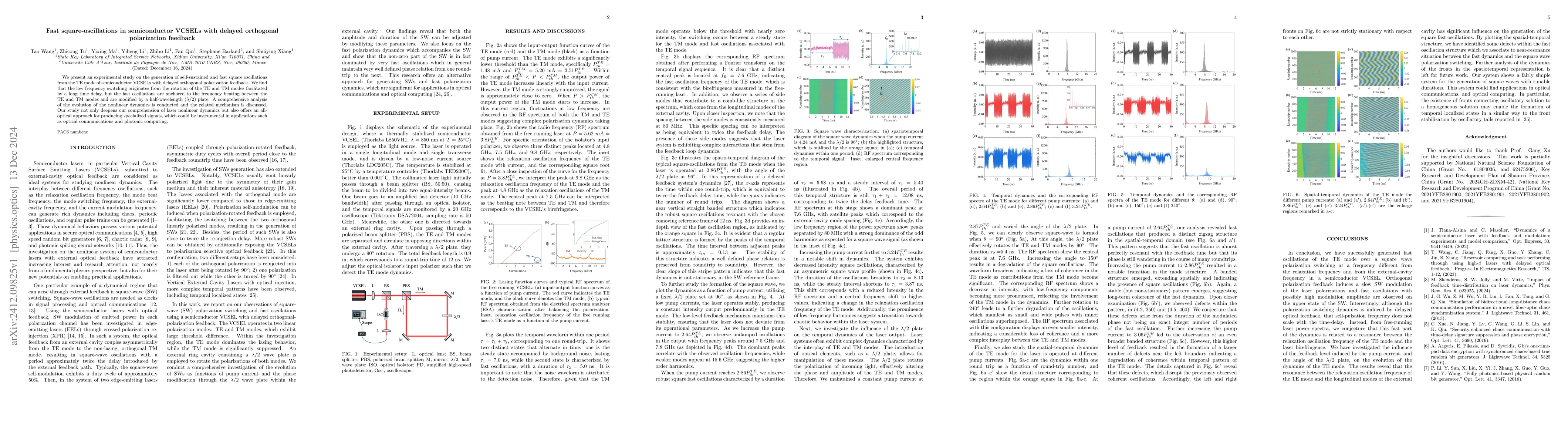 Thumbnail for Fast square-oscillations in semiconductor VCSELs with delayed orthogonal
  polarization feedback