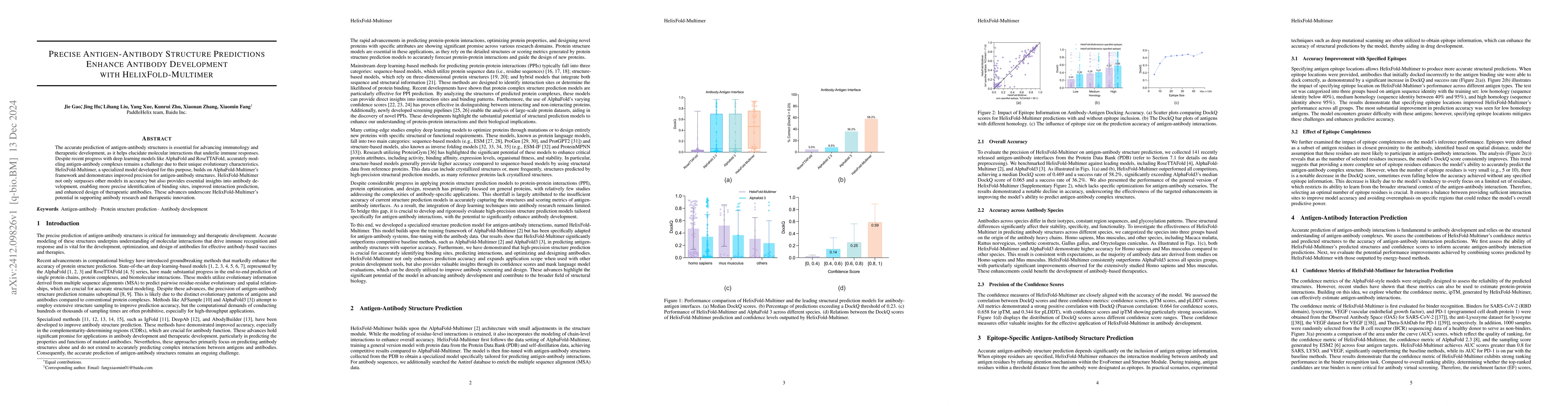 Thumbnail for Precise Antigen-Antibody Structure Predictions Enhance Antibody
  Development with HelixFold-Multimer