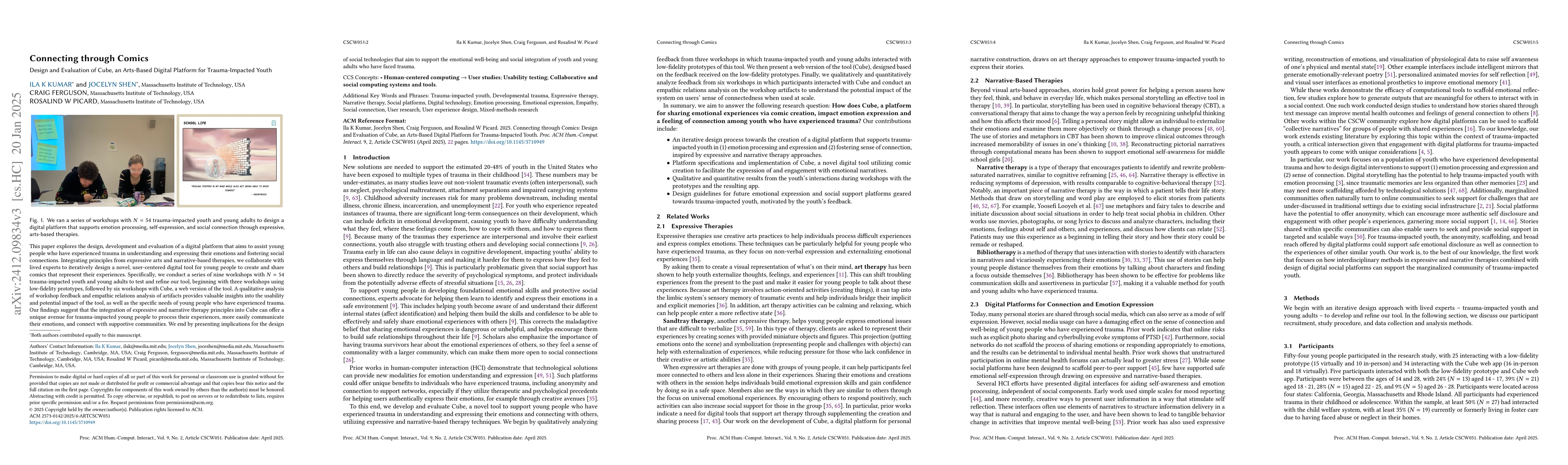 Thumbnail for Connecting through Comics: Design and Evaluation of Cube, an Arts-Based
  Digital Platform for Trauma-Impacted Youth