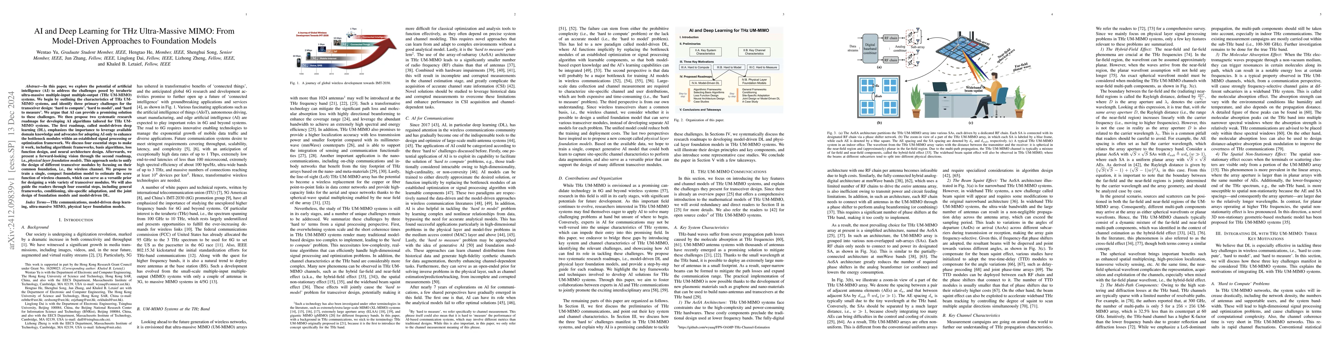 Thumbnail for AI and Deep Learning for THz Ultra-Massive MIMO: From Model-Driven
  Approaches to Foundation Models