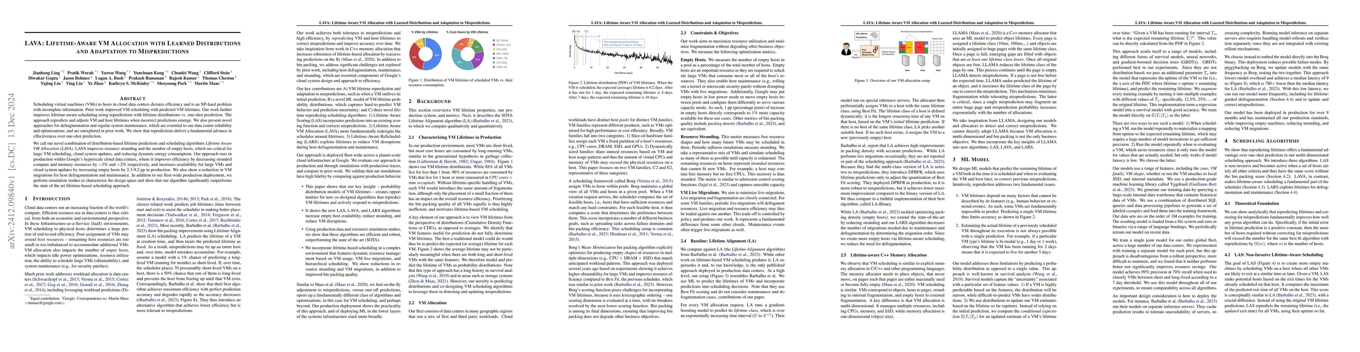 Thumbnail for LAVA: Lifetime-Aware VM Allocation with Learned Distributions and
  Adaptation to Mispredictions