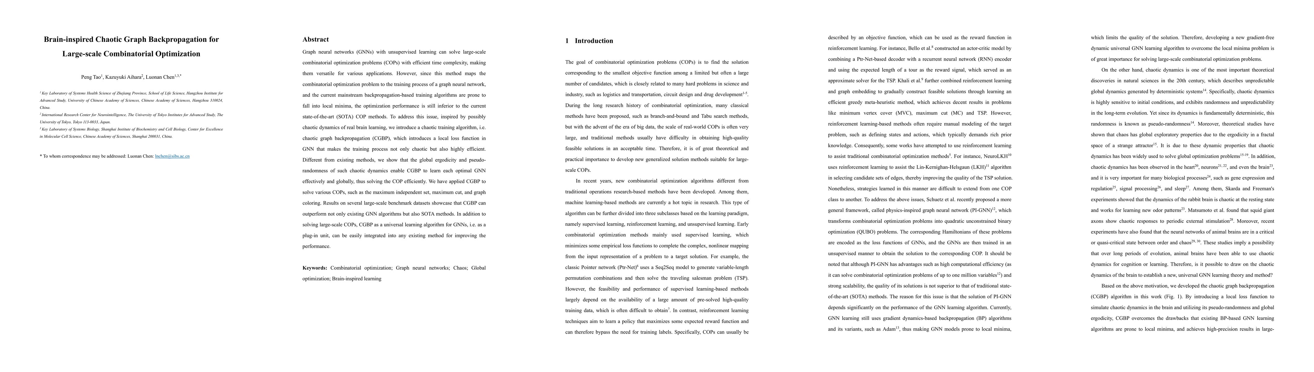 Thumbnail for Brain-inspired Chaotic Graph Backpropagation for Large-scale
  Combinatorial Optimization