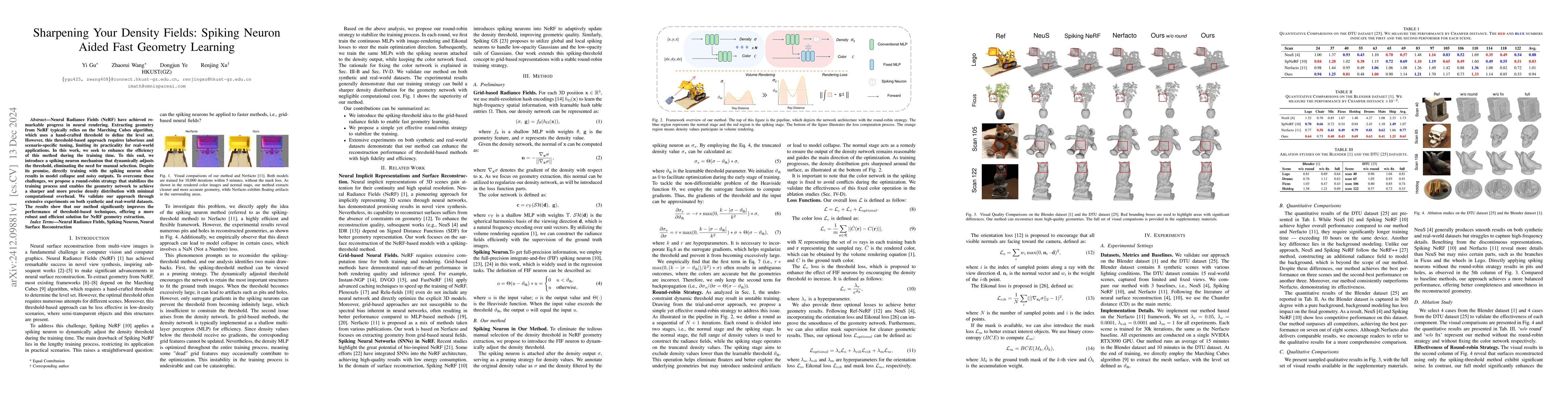 Thumbnail for Sharpening Your Density Fields: Spiking Neuron Aided Fast Geometry
  Learning