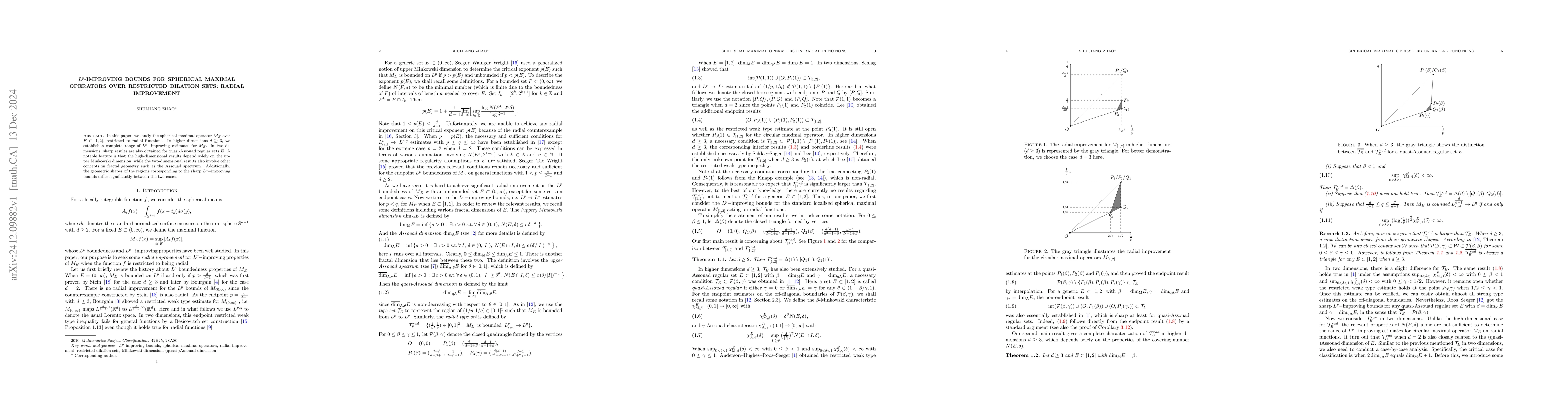 Thumbnail for $L^p$-improving bounds for spherical maximal operators over restricted
  dilation sets: radial improvement