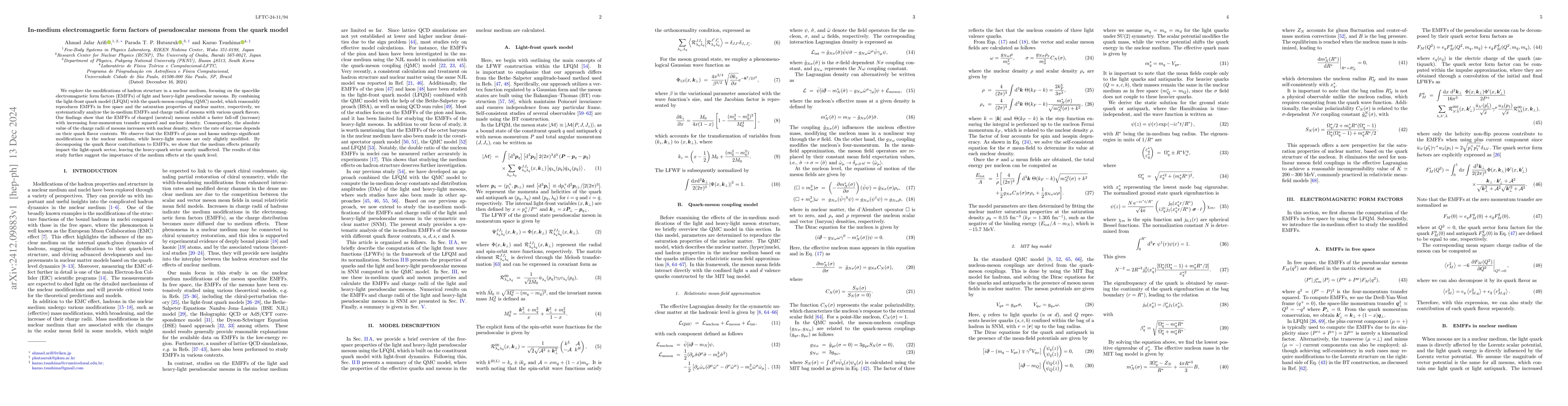 Thumbnail for In-medium electromagnetic form factors of pseudoscalar mesons from the
  quark model