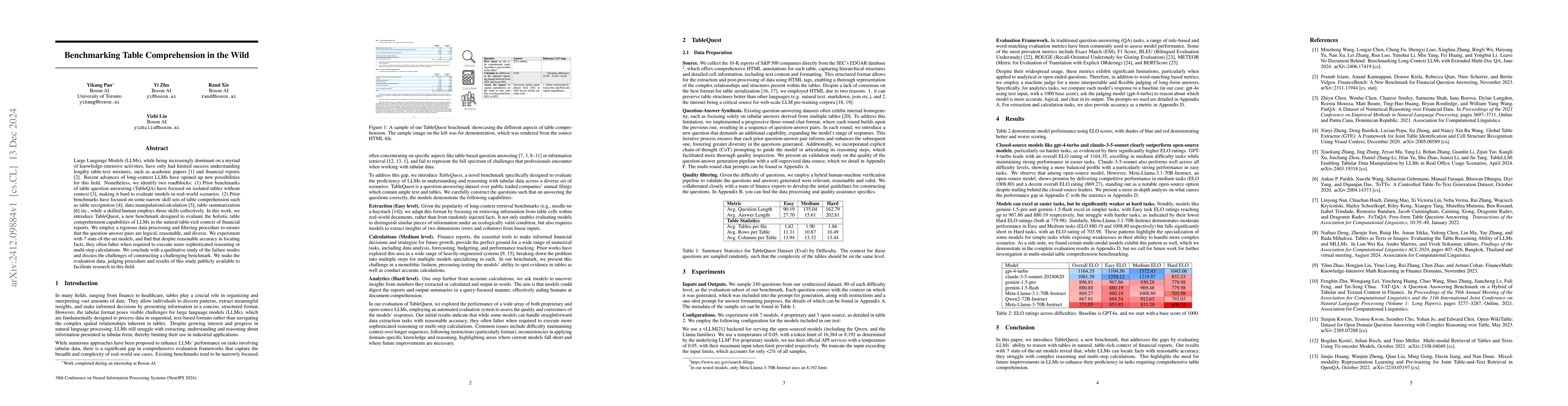 Thumbnail for Benchmarking Table Comprehension In The Wild